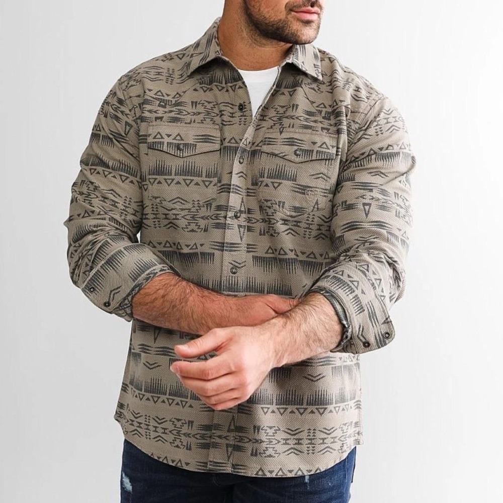 Ariat Men's Harris Jacquard Retro Snap Shirt Western Aztec Woven XXL LONG